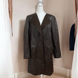 Worth Leather Coat Size Medium - Chocolate Brown